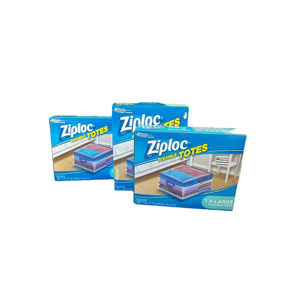 3x Ziploc XL Flexible STORAGE TOTE 10 Gallon EXTRA LARGE Heavy Duty zipper.